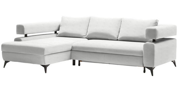 ECKSOFA in Chenille Weiß  - Schwarz/Weiß, KONVENTIONELL, Textil/Metall (184/265cm) - Hom`in