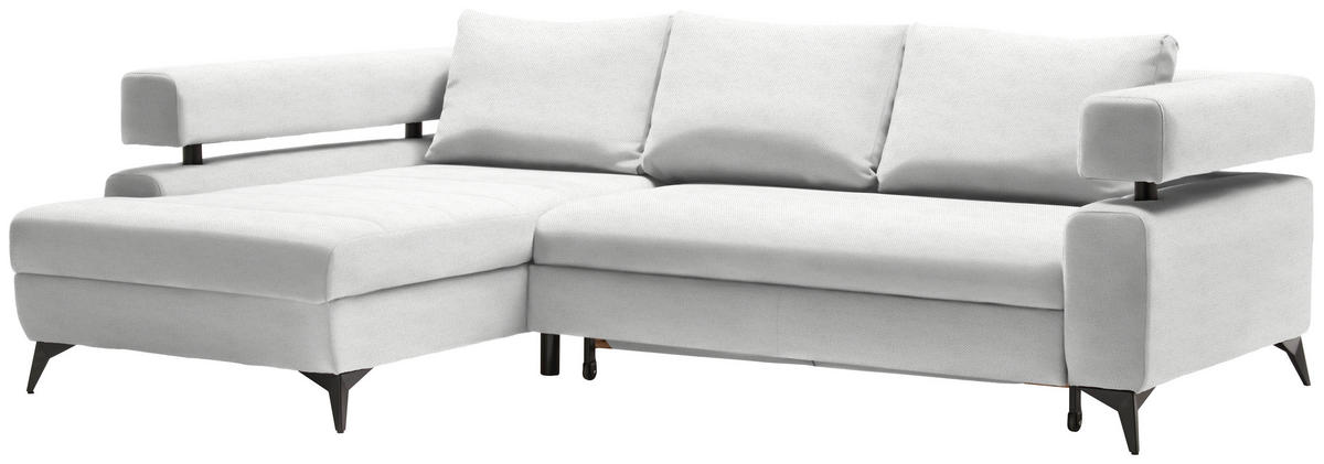 ECKSOFA in Chenille Weiss  - Weiss/Schwarz, Konventionell, Textil/Metall (184/265cm) - Hom`in