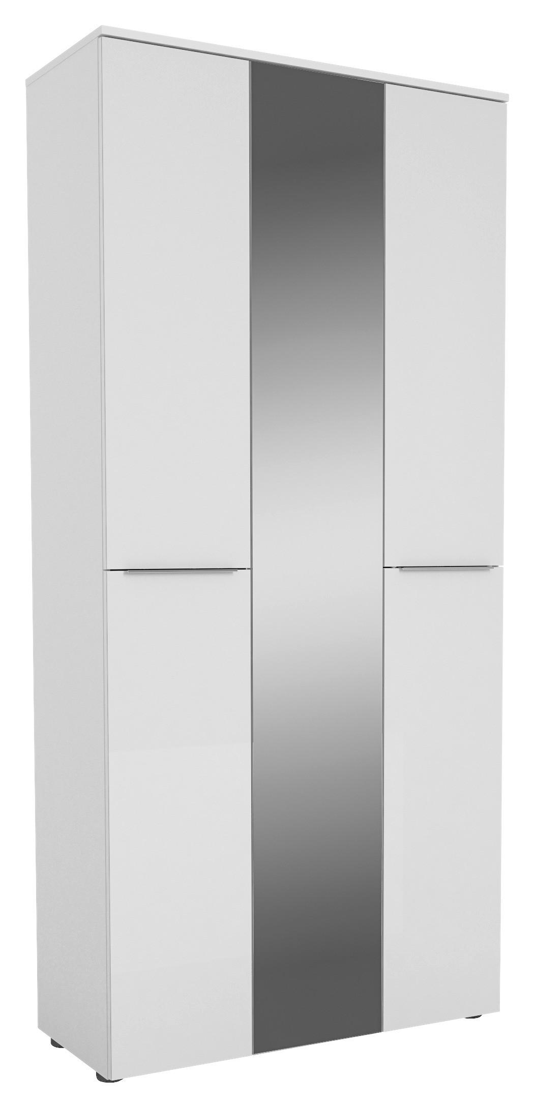 GARDEROBENSCHRANK Weiß  - Chromfarben/Weiß, Design, Glas/Holzwerkstoff (90,2/195,7/40cm)