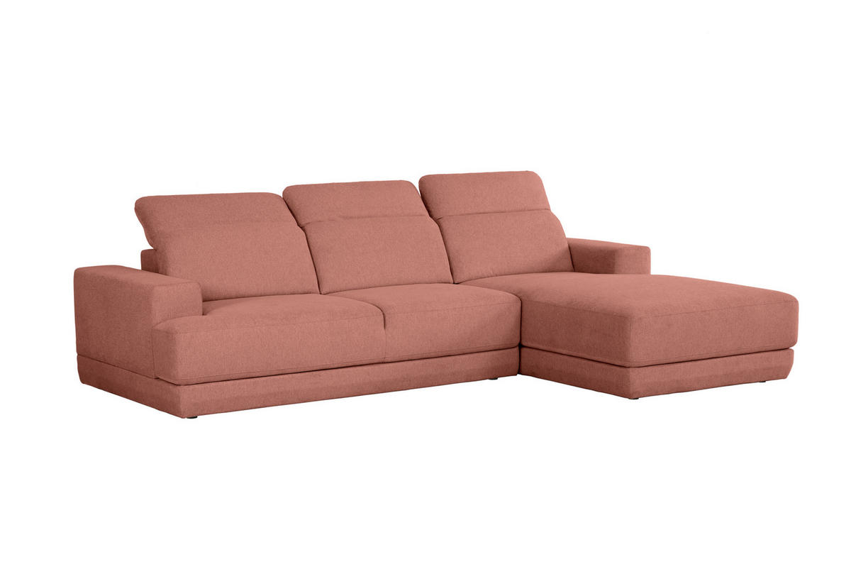 ECKSOFA Rosa Webstoff  - Schwarz/Rosa, Design, Kunststoff/Textil (204/293cm) - MID.YOU
