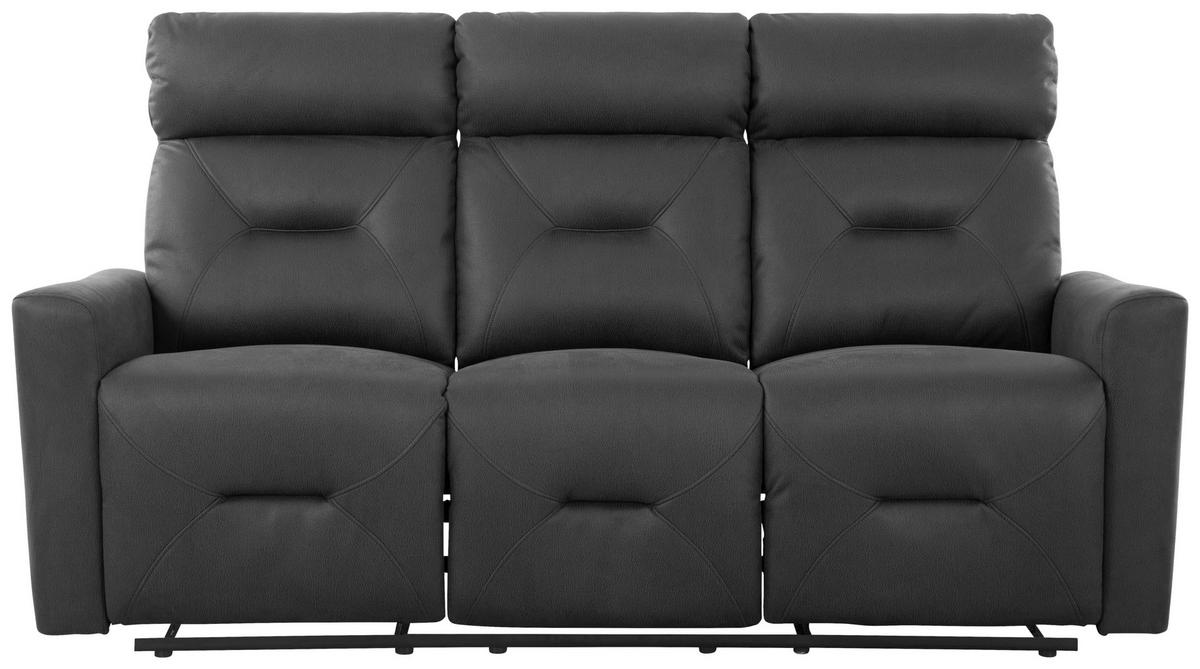 SITZGARNITUR Mikrofaser Grau  - Schwarz/Grau, Design, Textil/Metall - Livetastic