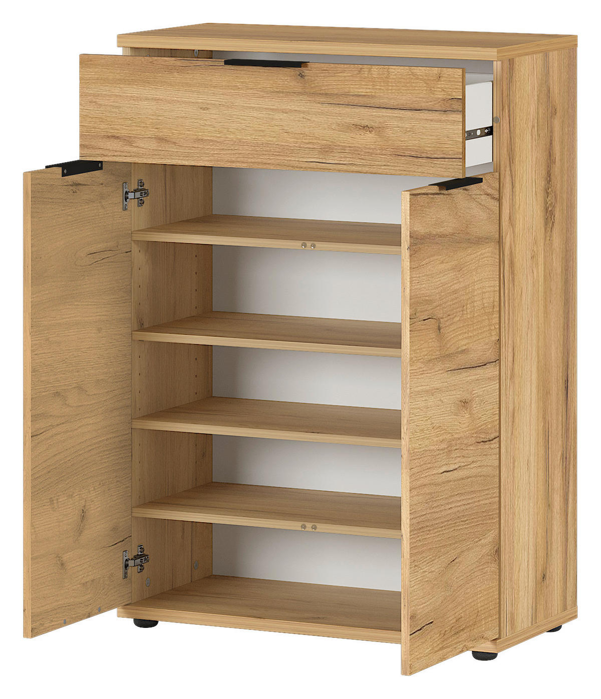 SCHUHSCHRANK Eichefarben  - Eichefarben/Schwarz, KONVENTIONELL, Holzwerkstoff/Kunststoff (75/108/37cm) - Germania