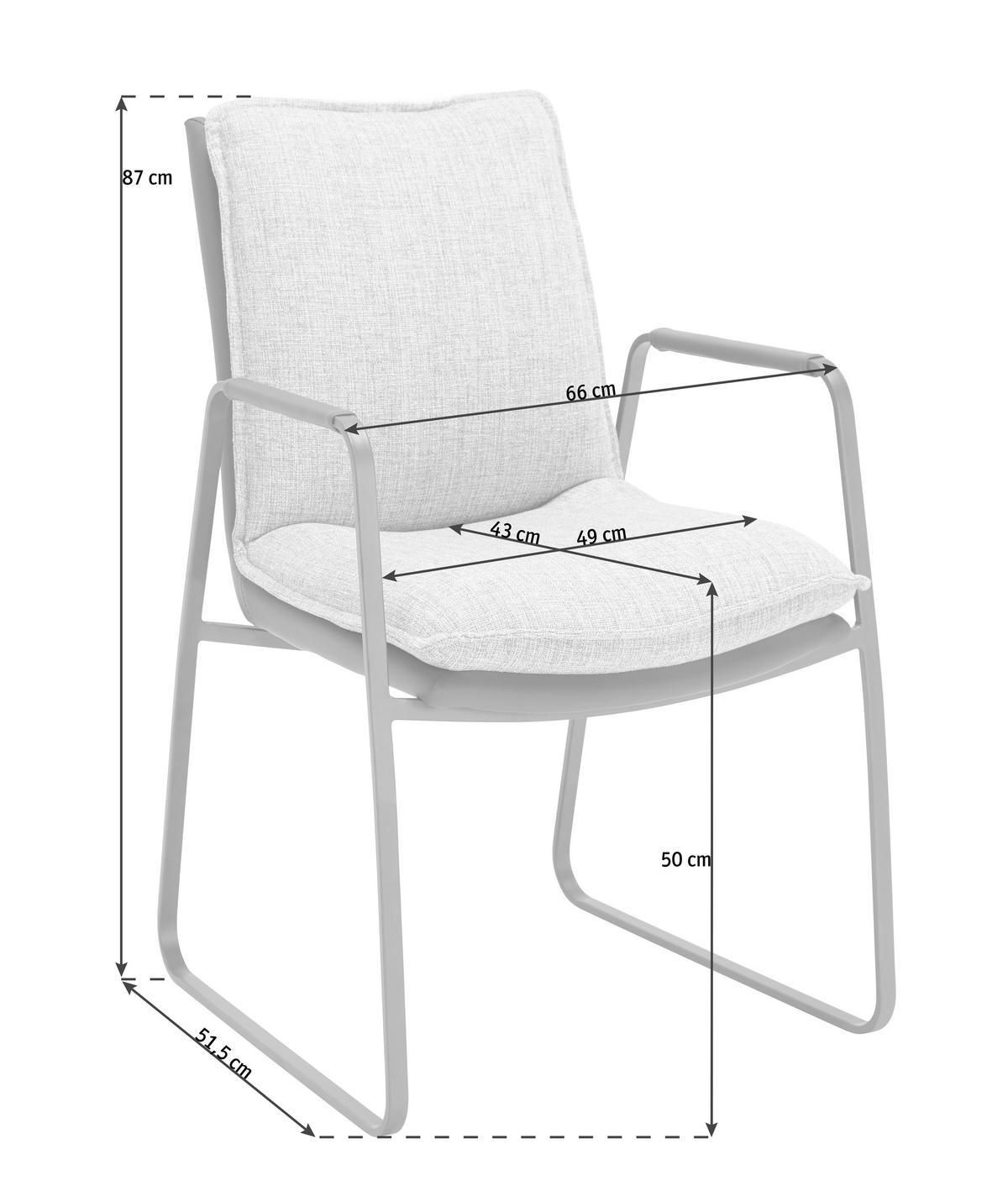 STOLICA SA RUKONASLONOM  siva, svetlosiva       - siva/svetlosiva, Dizajnerski, metal/tekstil (66/87/51,50cm) - Novel