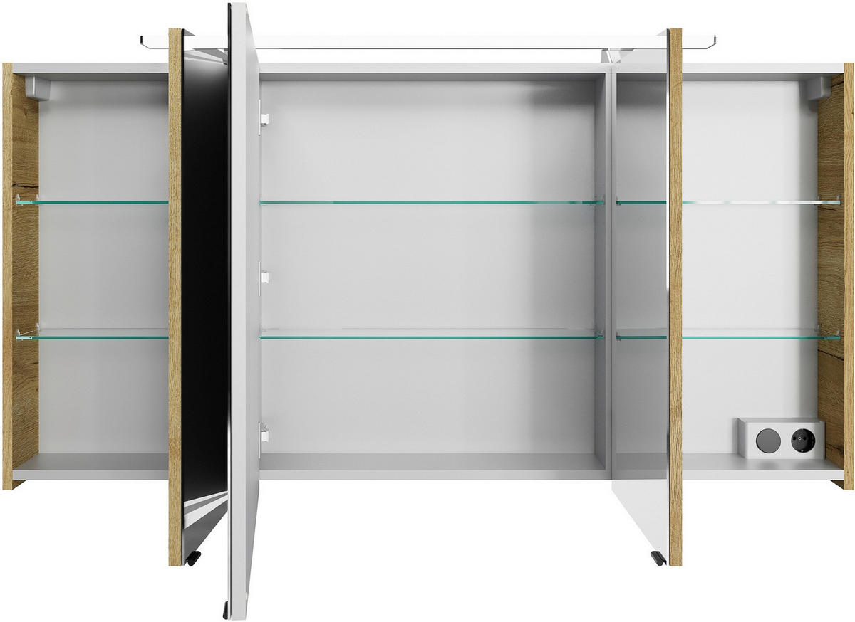 BADEZIMMER 3-teilig  in 144 cm  - Eichefarben/Schwarz, MODERN, Glas/Keramik (144cm) - Sadena