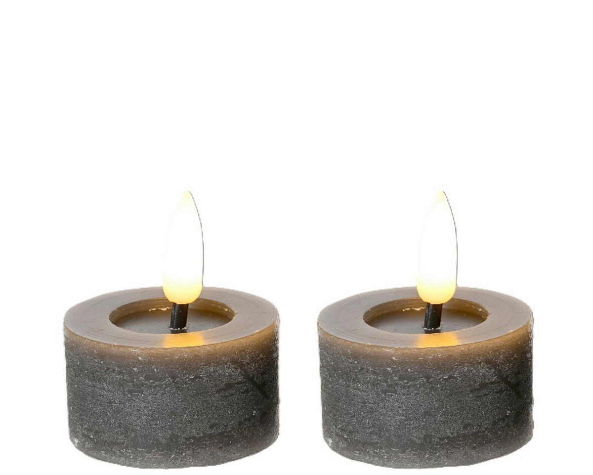 TEELICHT MIT LED  - Grau, Basics, Kunststoff/Paraffin (4,4/5,2cm) - Ambia Home