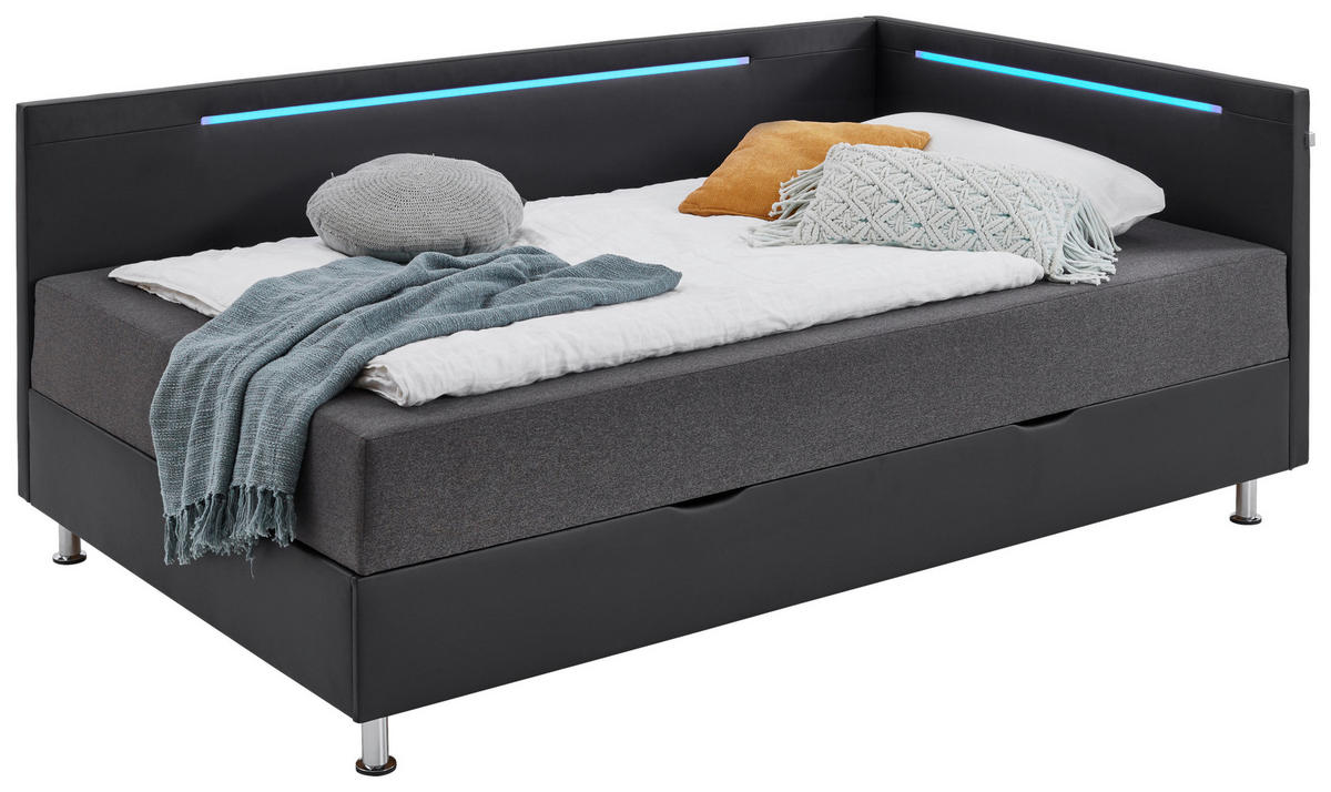 LIEGE Flachgewebe Anthrazit, Schwarz  - Chromfarben/Anthrazit, Design, Textil/Metall (120/200cm) - home24