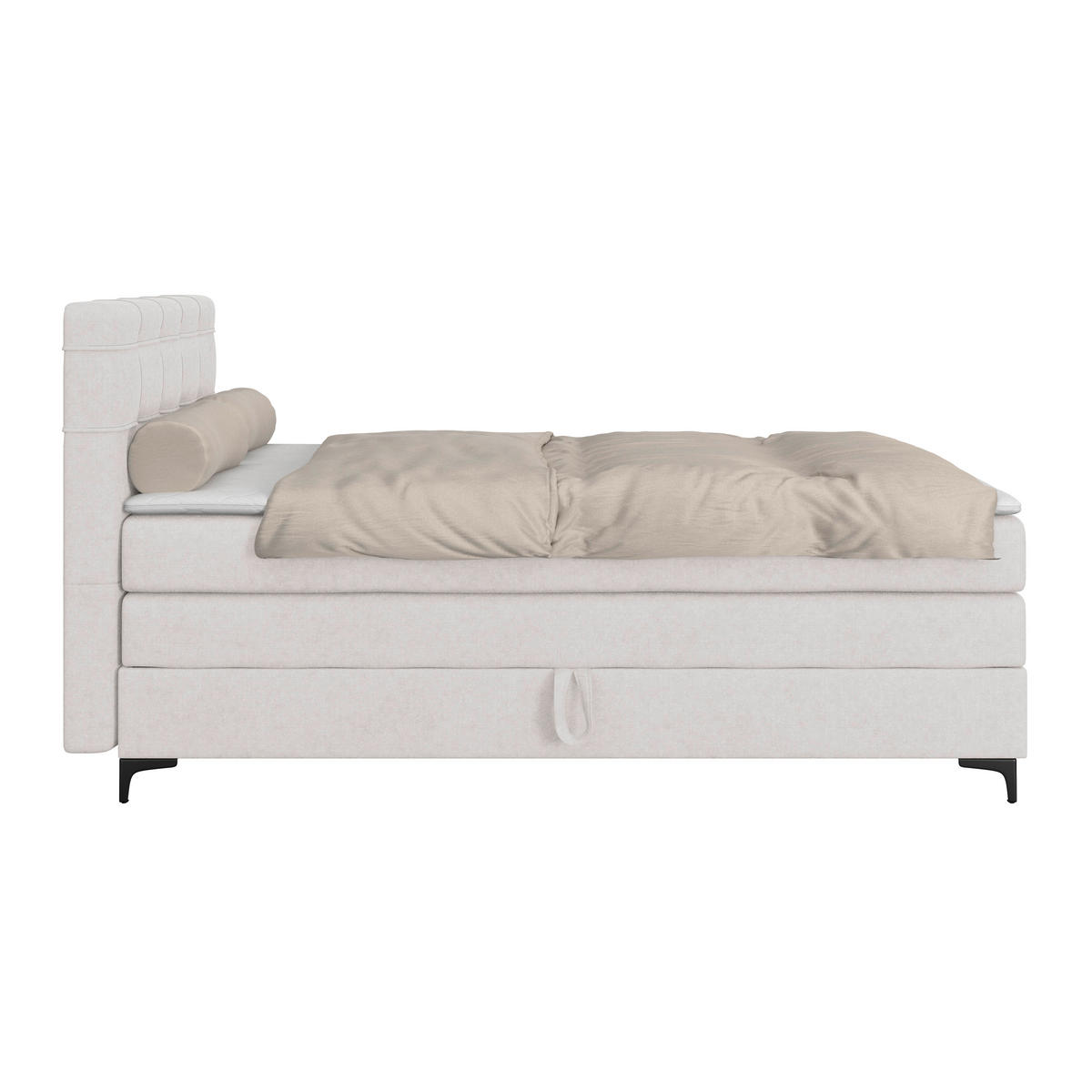 BOXSPRINGBETT 140/200 cm,  in Champagner, H3 = fest  - Champagner/Schwarz, KONVENTIONELL, Kunststoff/Textil (140/200cm)