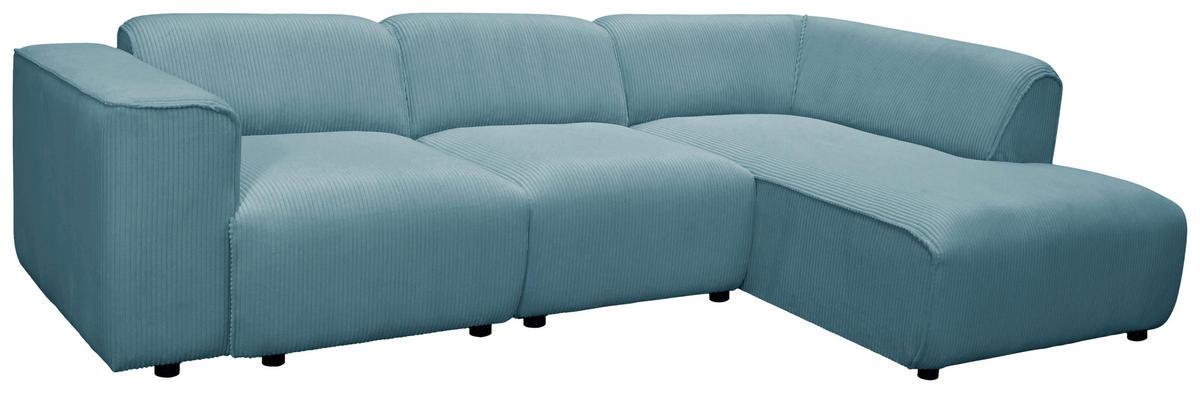 ECKSOFA ANTHONY in Cord Blau  275/163 cm  - Blau/Schwarz, Design, Kunststoff/Textil (275/163cm) - MID.YOU
