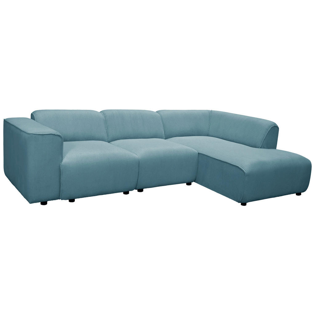 Thumbnail - Mid.you Ecksofa Anthony, Blau, Textil, 3-Sitzer, Ottomane rechts, L-Form, 275x163 cm, Made in EU, Wohnzimmer, Sofas & Co...