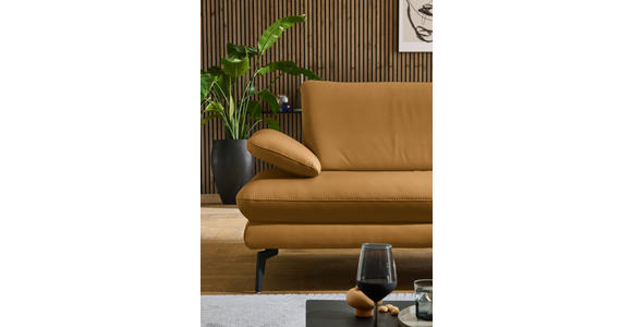 ECKSOFA in Echtleder Currygelb  308/195 cm  - Currygelb/Schwarz, Design, Leder/Metall (308/195cm) - Dieter Knoll