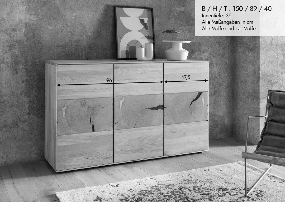 SIDEBOARD  150/89/40 cm  - Wildeiche, Basics, Holz (150/89/40cm) - Livetastic