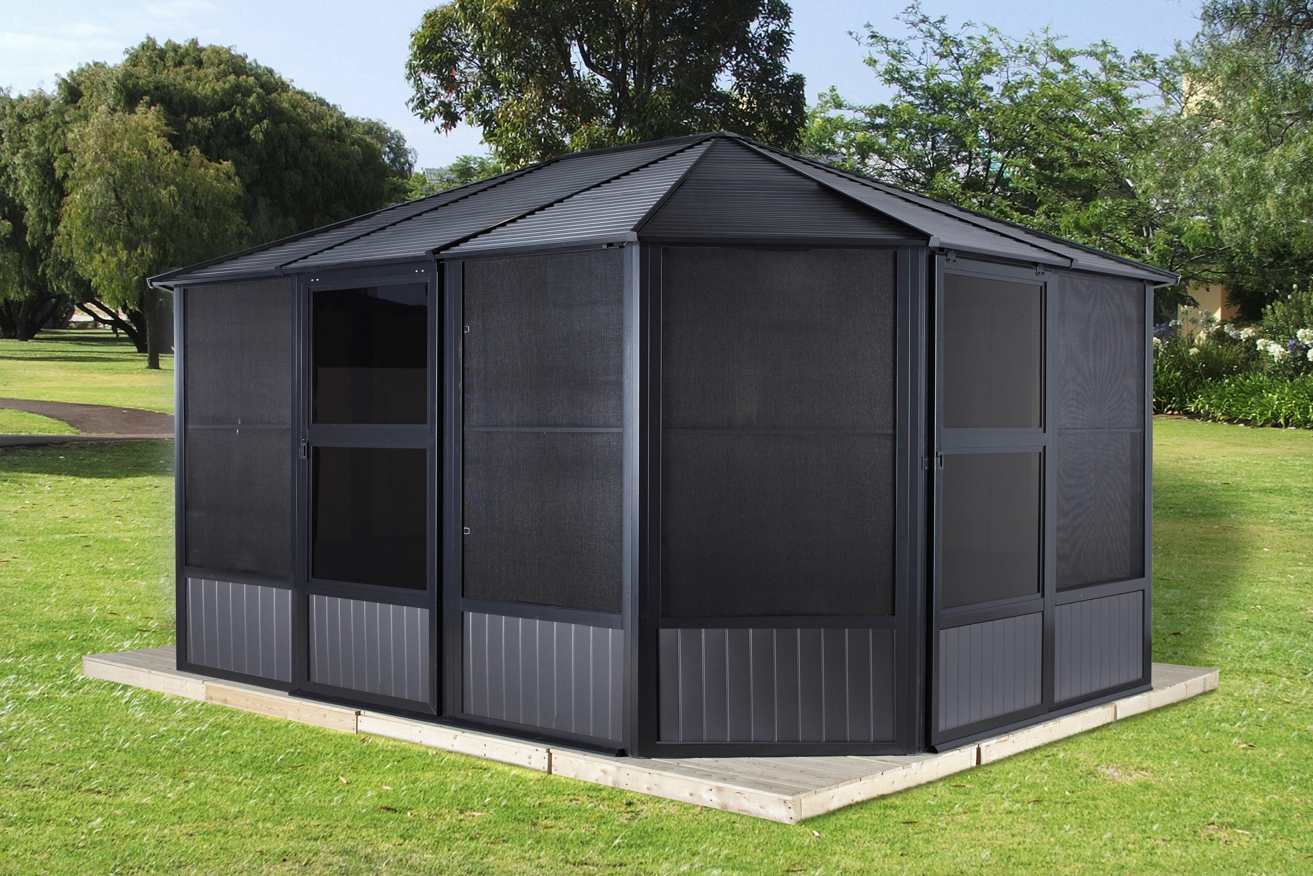 PAVILLON 489/281/384 cm Aluminium  - Anthrazit, Basics, Metall (489/281/384cm) - Ambia Garden