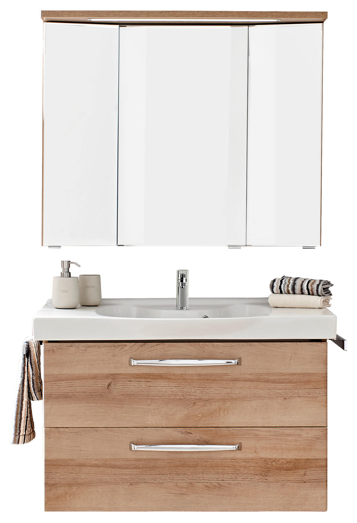 BADEZIMMER  in 92 cm  - Eichefarben/Weiß, KONVENTIONELL, Keramik/Holzwerkstoff (92cm) - Sadena