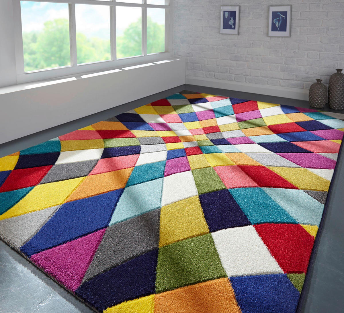 Multicolor rechteckig Teppich gewebt cm 170x120