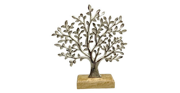 DEKOBAUM  - Silberfarben/Braun, LIFESTYLE, Holz/Metall (20/22,5/5cm) - Ambia Home