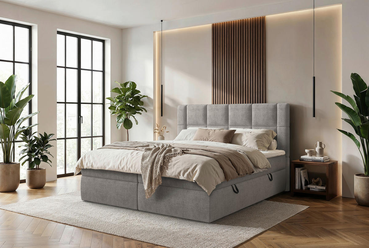 BOXBETT 180/200 cm  in Taupe  - Taupe/Schwarz, MODERN, Holz/Holzwerkstoff (180/200cm) - Boxxx