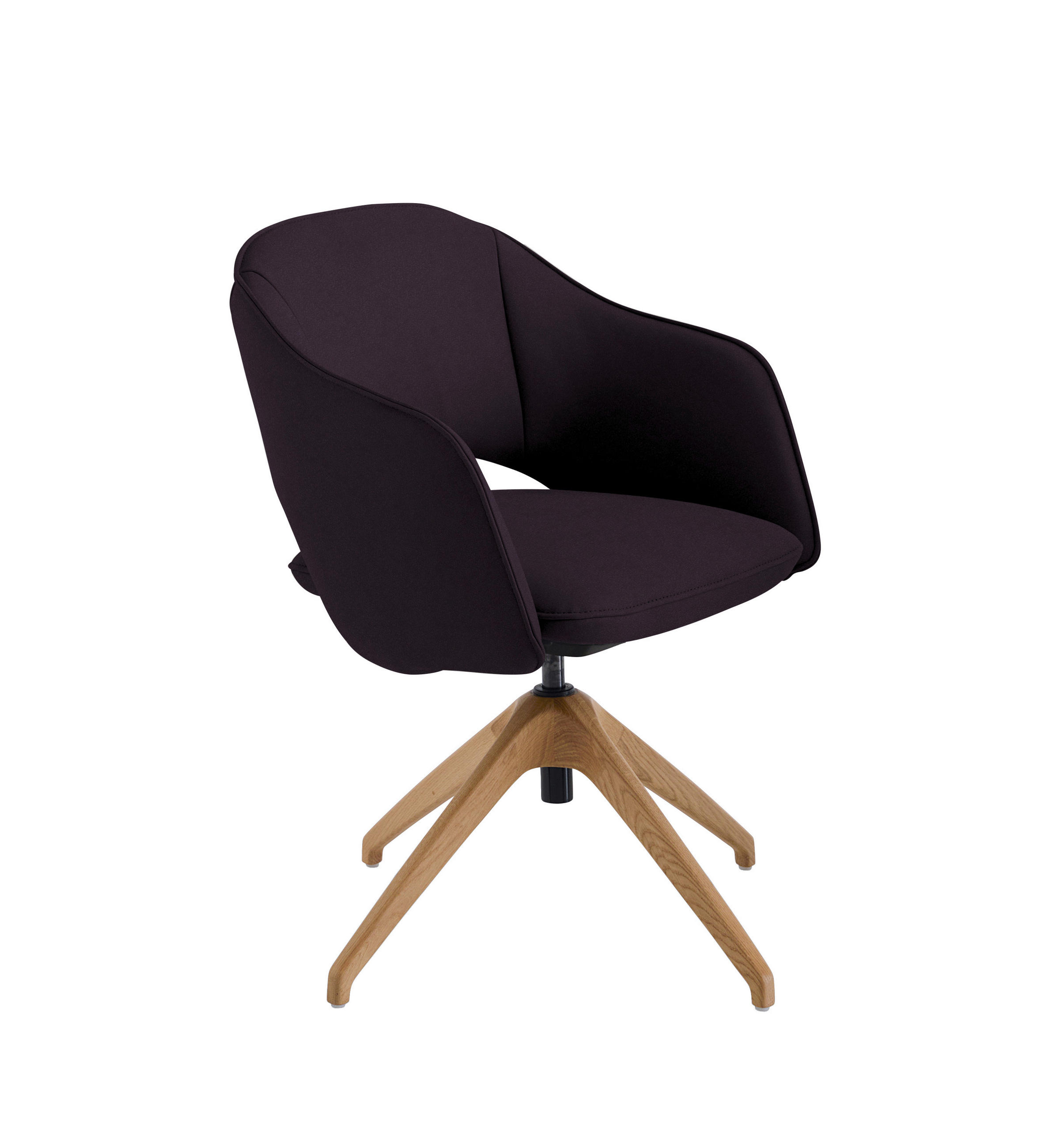 ARMLEHNSTUHL  in Echtleder naturbelassen  - Wildeiche/Aubergine, Design, Leder/Holz (63/74-90/57-73cm) - Koinor