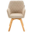 ARMLEHNSTUHL  in Struktur  - Eichefarben/Creme, Design, Holz/Textil (57/91/64cm) - Xora