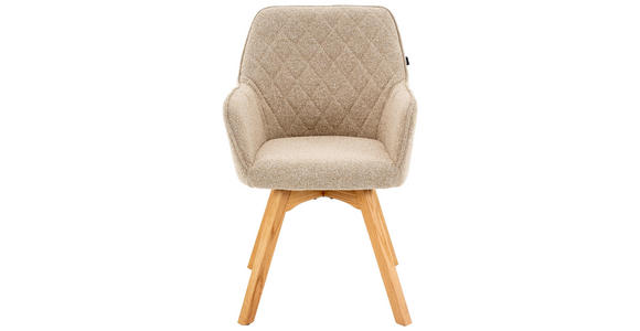 ARMLEHNSTUHL in Struktur - Eichefarben/Creme, Design, Holz/Textil (57/91/64cm) - Xora
