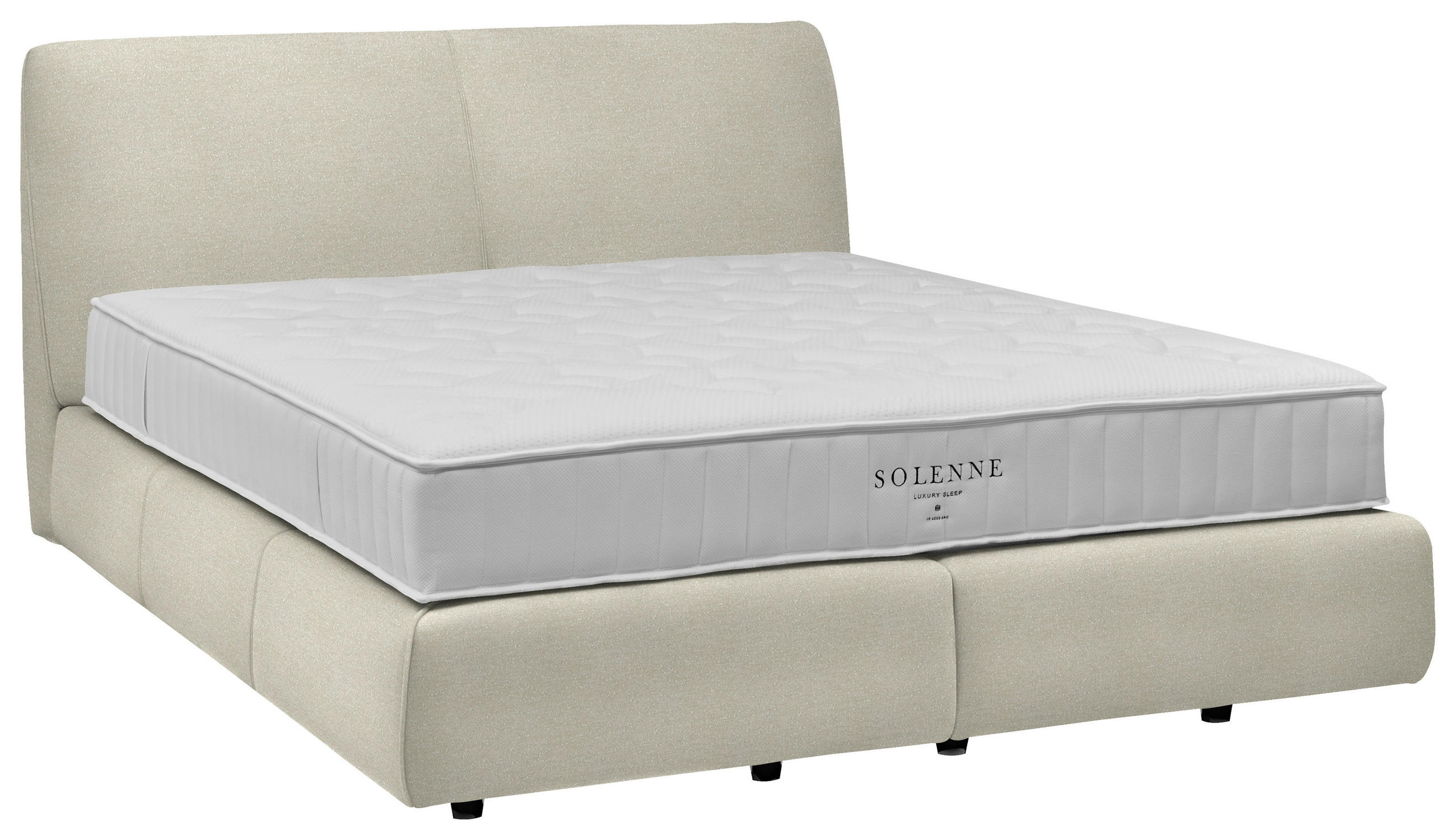 BOXSPRINGBETT 180/200 cm  Elfenbein  - Elfenbein/Schwarz, Design, Kunststoff/Textil (180/200cm) - Johann Jakob