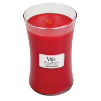 DIŠEČA SVEČA - rdeča, Basics, steklo/les (10/18/10cm) - WoodWick