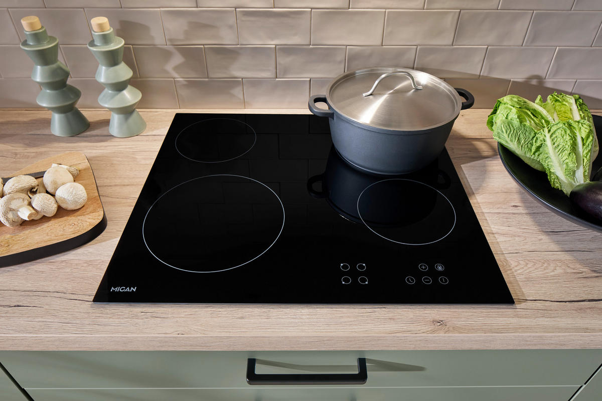 EINBAUKÜCHE 351  - Schilfgrün/Eichefarben, Design, Holzwerkstoff - Nobilia