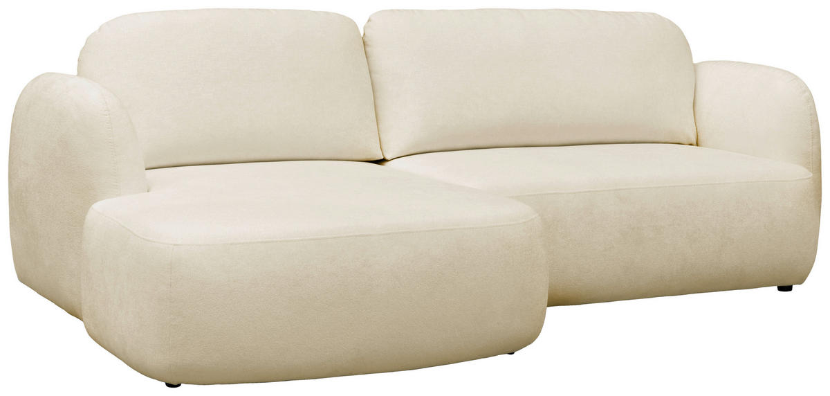 ECKSOFA VELU Creme Chenille  - Creme/Schwarz, Design, Textil (175/270cm) - MID.YOU