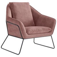 SESSEL in Flachgewebe Altrosa  - Schwarz/Altrosa, Design, Textil/Metall (78/85/85cm) - Livetastic