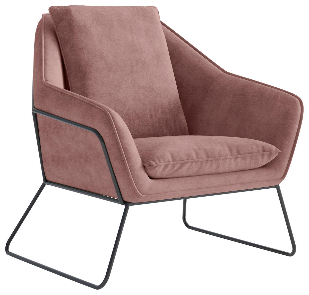 SESSEL in Flachgewebe Altrosa  - Schwarz/Altrosa, Design, Textil/Metall (78/85/85cm) - Livetastic