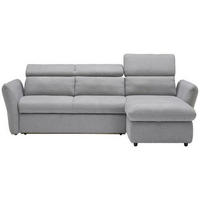 ECKSOFA Hellgrau Mikrofaser  - Hellgrau/Schwarz, Design, Kunststoff/Textil (240/172cm) - Stylife
