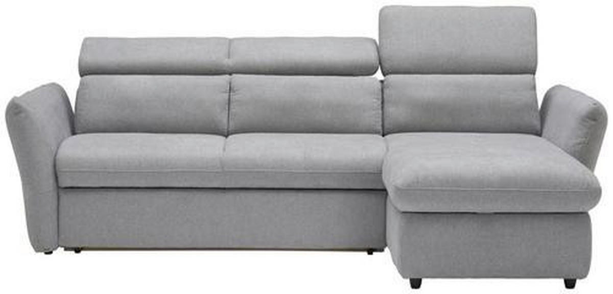 ECKSOFA Hellgrau Mikrofaser  - Hellgrau/Schwarz, Design, Kunststoff/Textil (240/172cm) - Stylife