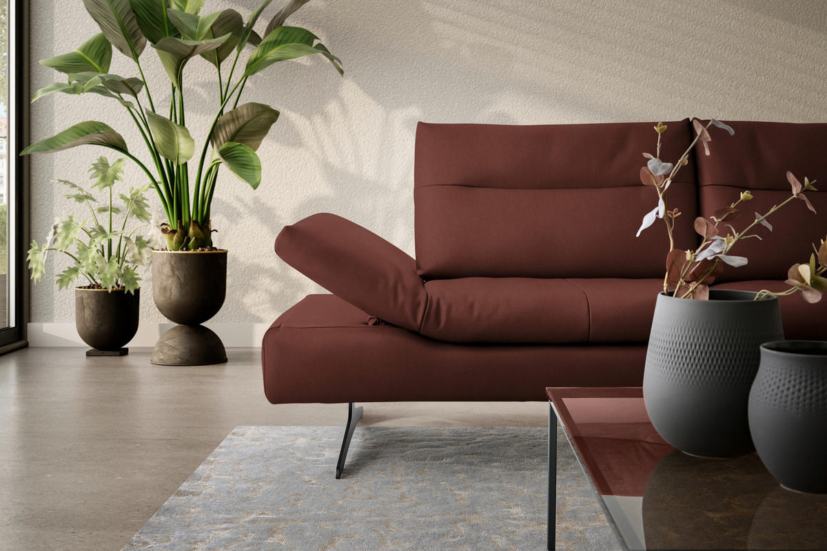 ECKSOFA in Echtleder Schlammfarben  - Schlammfarben/Schwarz, Modern, Leder/Metall (342/158cm) - Chilliano