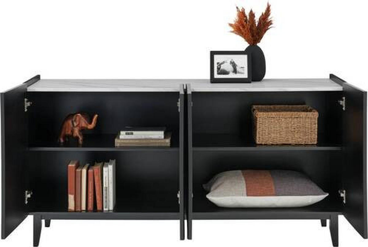 SIDEBOARD  in 157/80/45 cm  - Schwarz, LIFESTYLE, Holz/Holzwerkstoff (157/80/45cm) - Livetastic