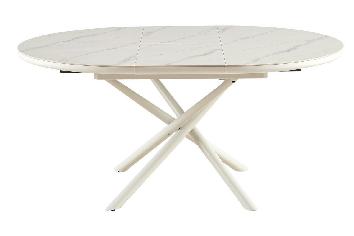 ESSTISCH Weiß rund  ausziehbar  - Weiß, MODERN, Keramik/Holzwerkstoff (120-160/120/76cm) - Livetastic