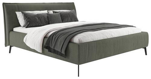POLSTERBETT gepolstertes Kopfteil 180/200 cm  in Olivgrün  - Schwarz/Olivgrün, Design, Textil/Metall (180/200cm) - Lomoco