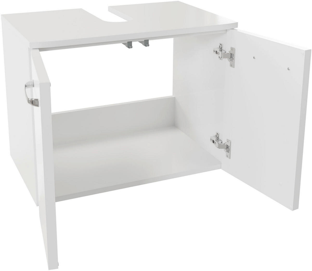 WASCHBECKENUNTERSCHRANK 60/46,6/38 cm  - Chromfarben/Weiß Hochglanz, MODERN, Holzwerkstoff/Metall (60/46,6/38cm) - Sadena