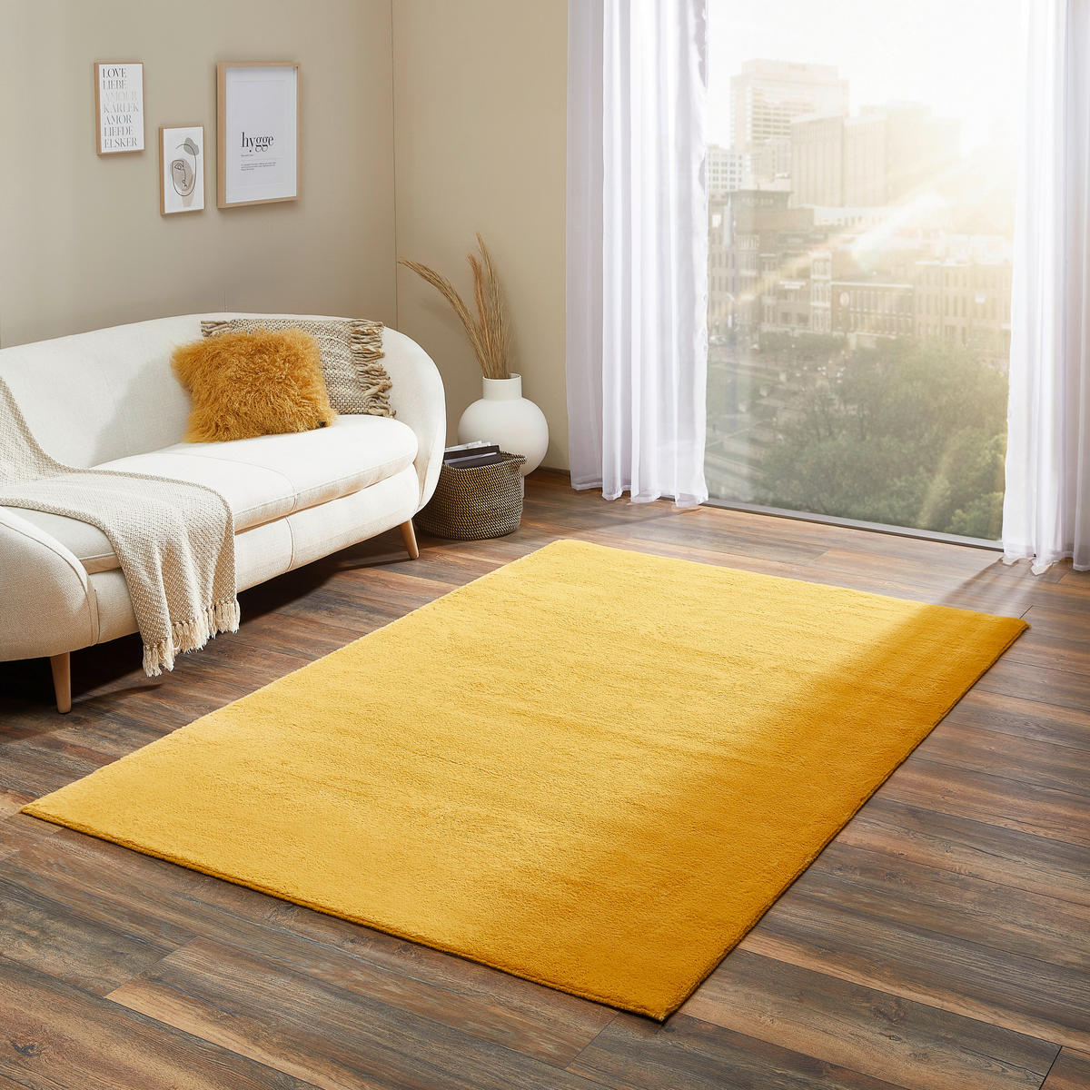 KOBEREC S VYSOKÝM VLASOM, 120/160 cm, žltá - žltá, Design, textil (120/160cm) - Novel