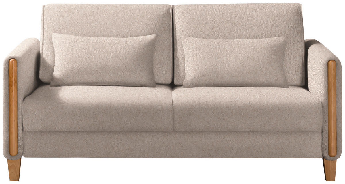 SCHLAFSOFA  in Flachgewebe Beige, Buchefarben  - Beige/Buchefarben, Design, Holz/Textil (174/88/104cm) - Niels Andersson