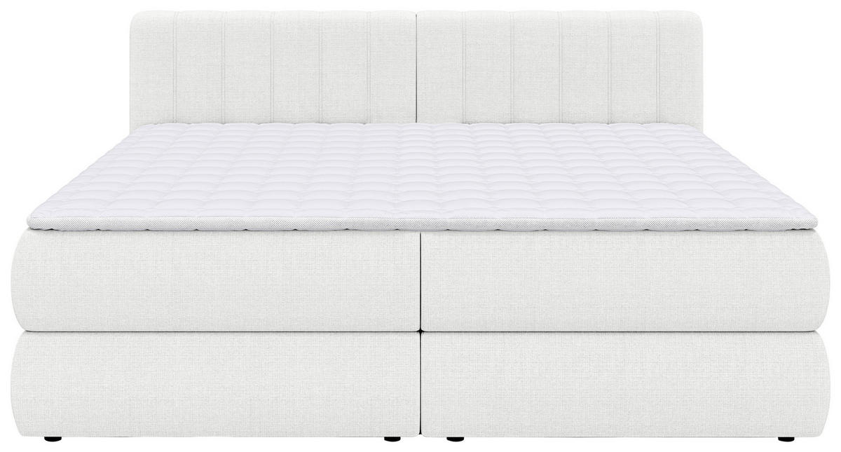 BOXSPRINGBETT 200/200 cm,  in Beige, gepolstertes Kopfteil, Bettkasten, Topper, Matratzen, H3 + H3 = fest  - Beige/Schwarz, Design, Kunststoff/Textil (200/200cm) - Chameo