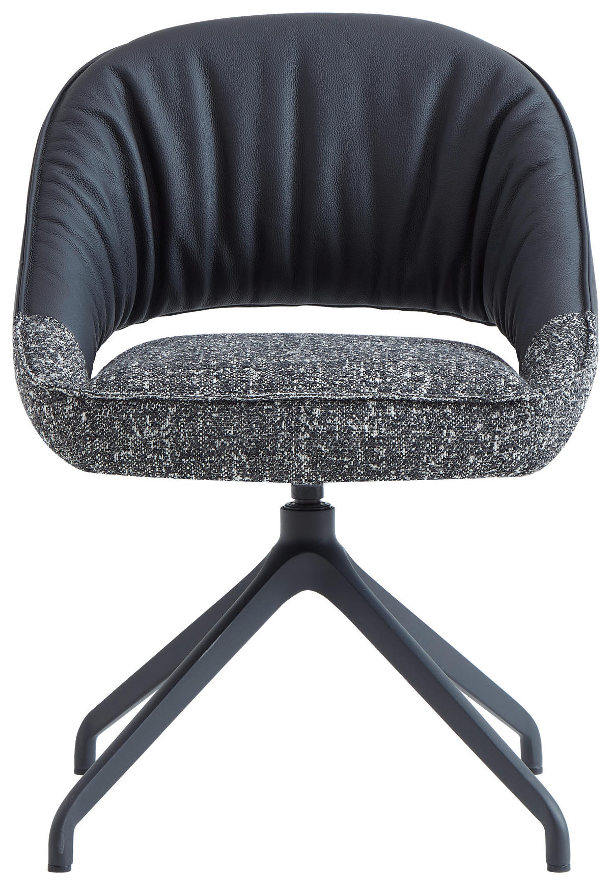 ARMLEHNSTUHL  Sitzfläche 360° drehbar, automatische Rückholfunktion Webstoff Echtleder  - Schwarz, Design, Leder/Textil (61/81/66cm) - Dieter Knoll