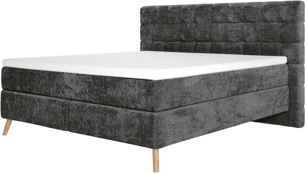 BOXSPRINGBETT 160/200 cm  in Schwarz  - Eichefarben/Schwarz, Design, Holz/Textil (160/200cm) - Esposa