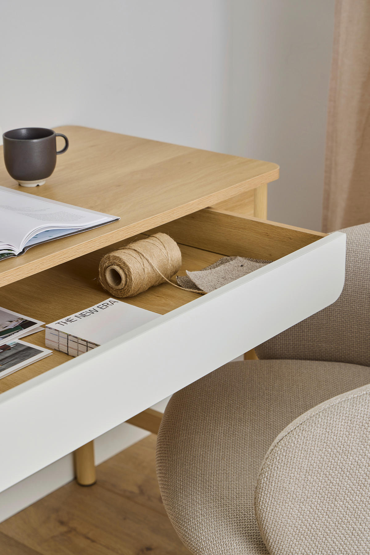 SCHREIBTISCH 110/50/75 cm Weiß, Eichefarben  - Eichefarben/Weiß, MODERN, Holzwerkstoff/Metall (110/50/75cm) - MID.YOU