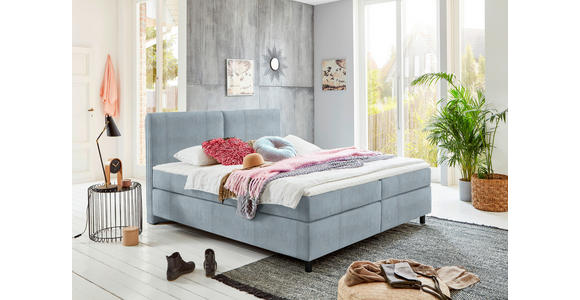 BOXSPRINGBETT 180/200 cm  in Hellblau  - Schwarz/Hellblau, KONVENTIONELL, Kunststoff/Textil (180/200cm) - Hom`in