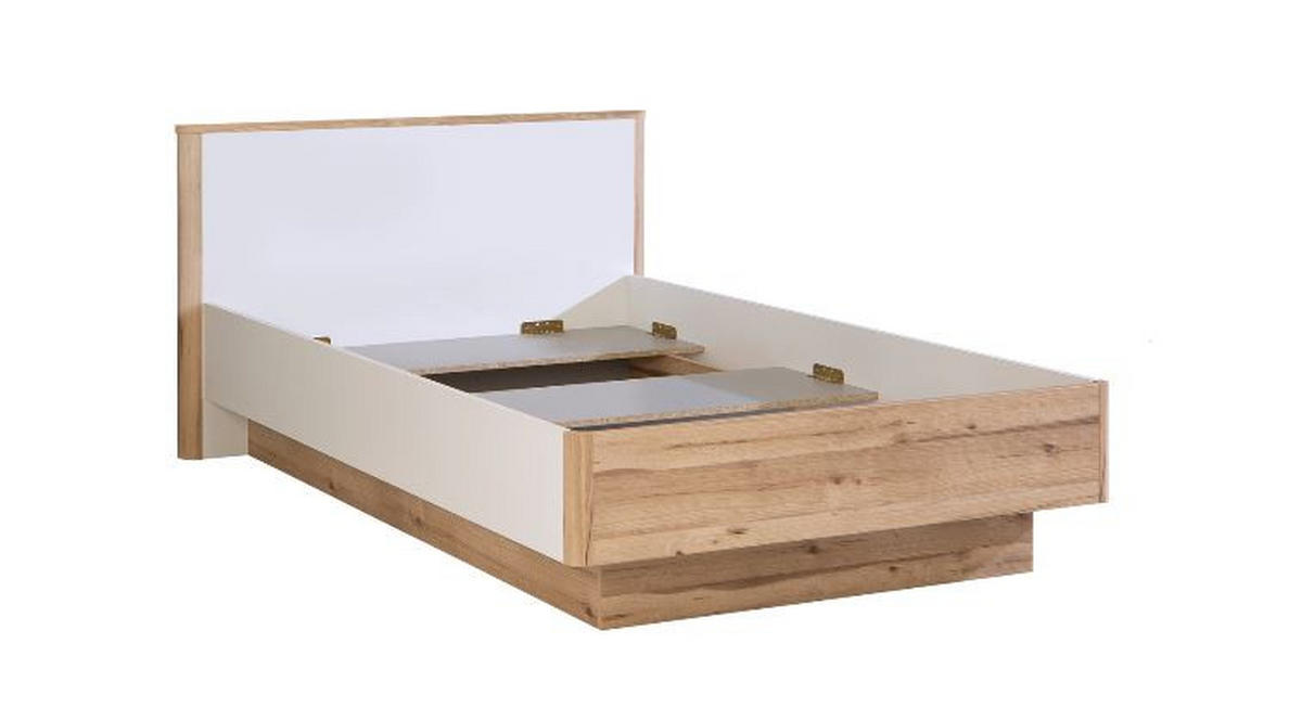 BETT 120/200 cm  in Weiß, Eichefarben  - Eichefarben/Weiß, MODERN, Holzwerkstoff (120/200cm) - Xora