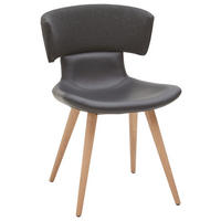 STUHL  in Flachgewebe Echtleder pigmentiert Holz, Textil, Leder  - Eichefarben/Schwarz, Natur, Leder/Holz (54/82,5/58cm) - Voglauer