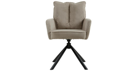ARMLEHNSTUHL in Eisen Cord - Schwarz/Cappuccino, Design, Textil/Metall (61/90/67cm) - Carryhome