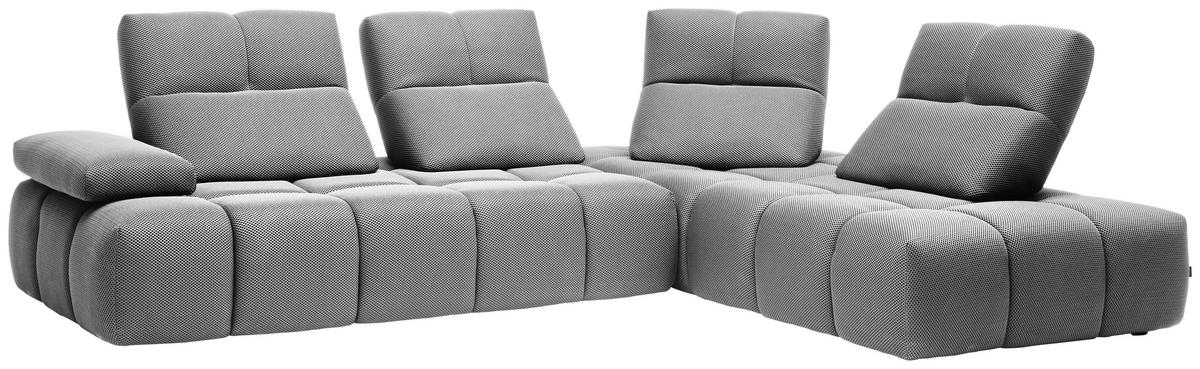 ECKSOFA in Struktur Grauweiß  313/233 cm  - Grauweiß/Schwarz, Design, Kunststoff/Textil (313/233cm) - Emilio Belluti