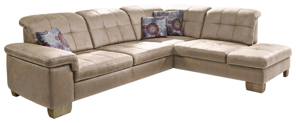 ECKSOFA Beige Mikrofaser  - Beige, KONVENTIONELL, Holz/Textil (299/243cm) - Carryhome