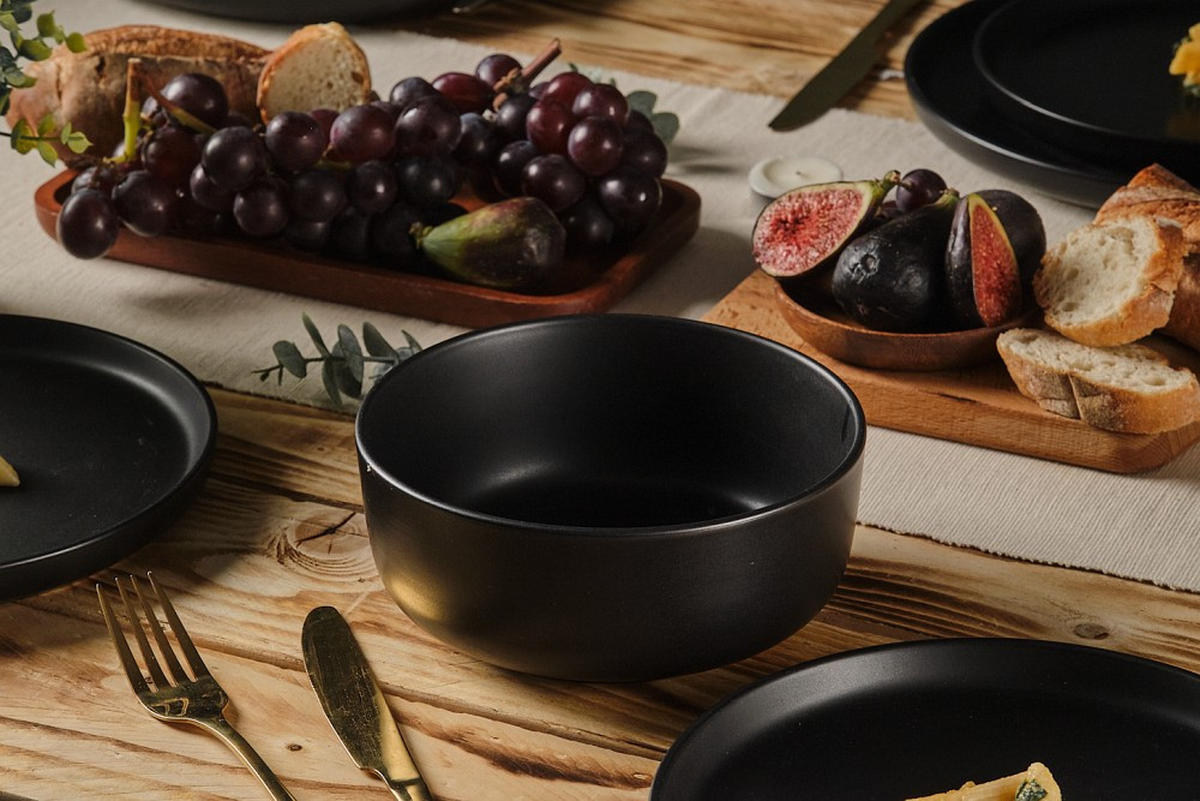 KOMBISERVICE Salerno 16-teilig  - Schwarz, Trend, Keramik - Novel