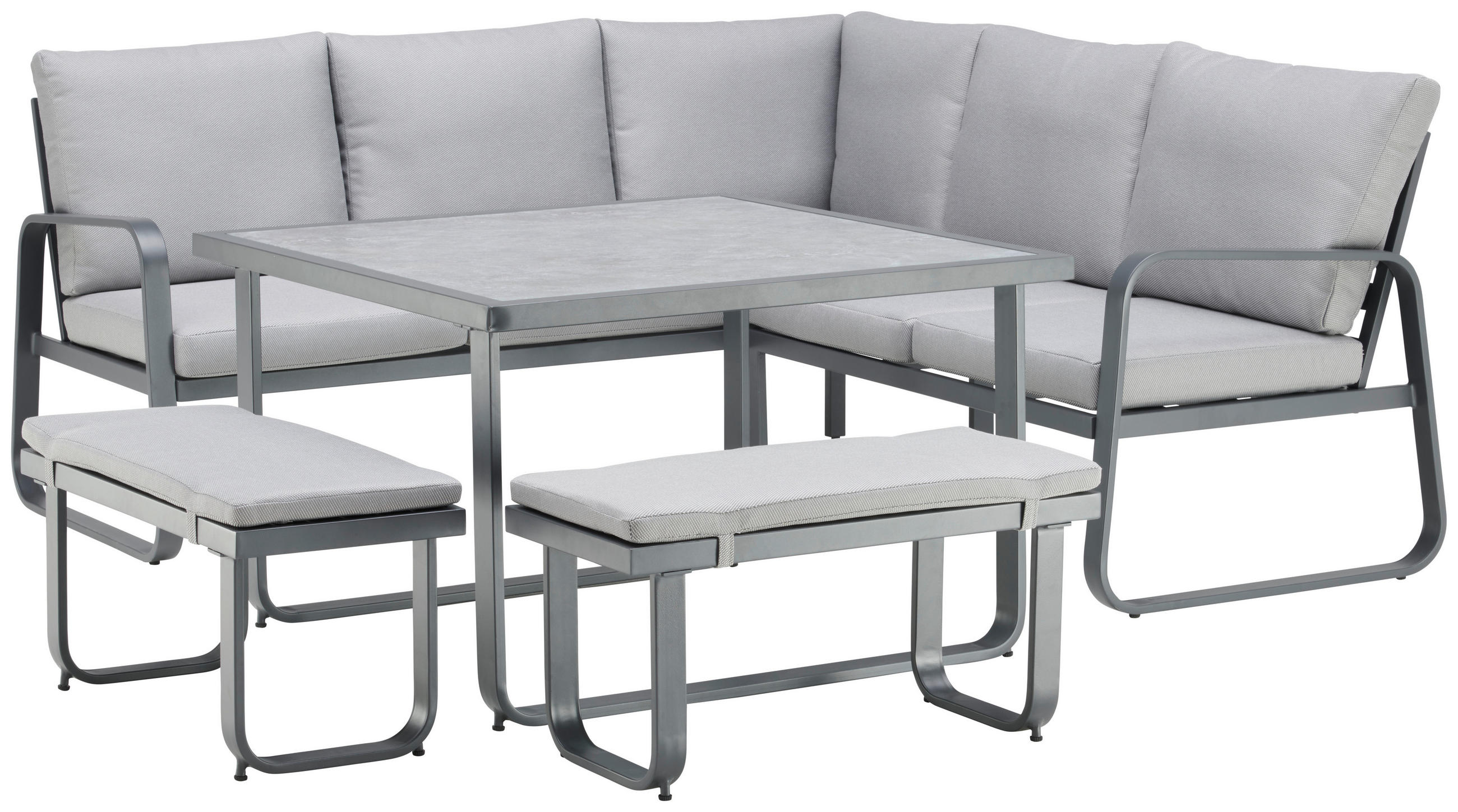 LOUNGEGARNITUR 5-teilig    - Anthrazit/Grau, MODERN, Glas/Textil (265/193,5cm) - Ambia Garden